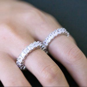 NEW 18K White Gold Square Diamond Eternity Ring